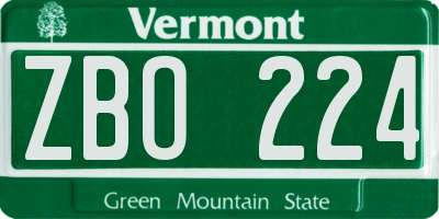 VT license plate ZBO224