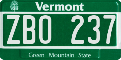 VT license plate ZBO237