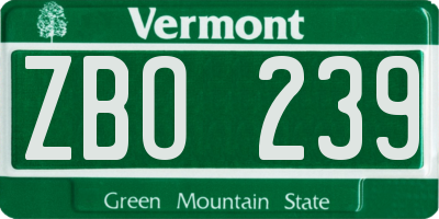 VT license plate ZBO239