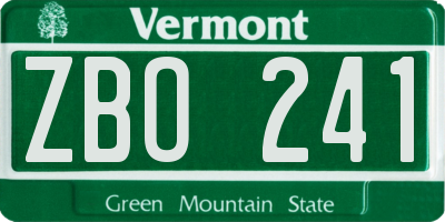 VT license plate ZBO241