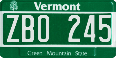 VT license plate ZBO245