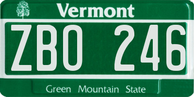 VT license plate ZBO246