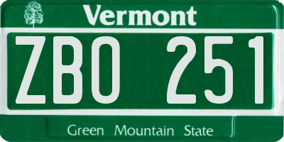VT license plate ZBO251