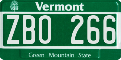 VT license plate ZBO266