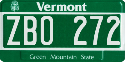 VT license plate ZBO272