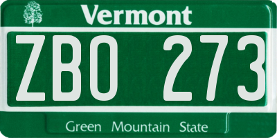 VT license plate ZBO273
