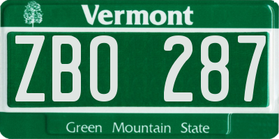VT license plate ZBO287