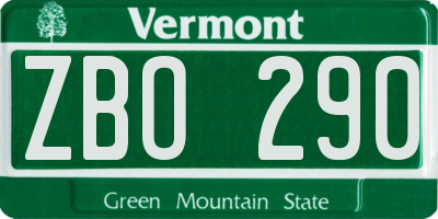 VT license plate ZBO290