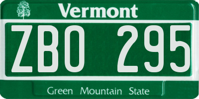 VT license plate ZBO295