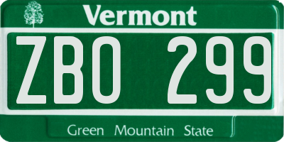 VT license plate ZBO299