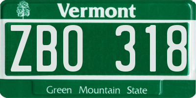 VT license plate ZBO318