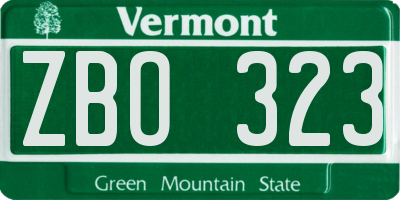VT license plate ZBO323