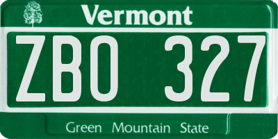 VT license plate ZBO327