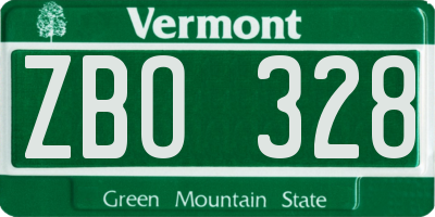 VT license plate ZBO328