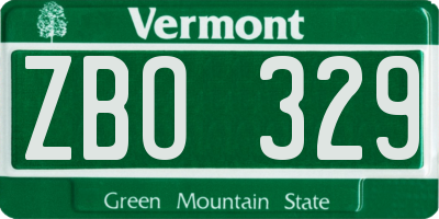 VT license plate ZBO329