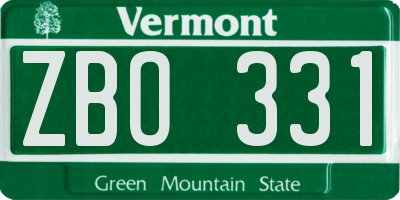 VT license plate ZBO331