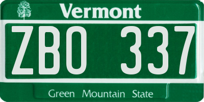 VT license plate ZBO337