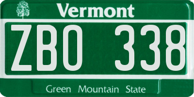 VT license plate ZBO338
