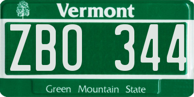 VT license plate ZBO344