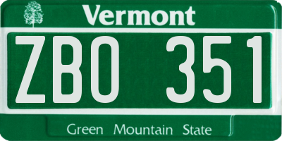 VT license plate ZBO351