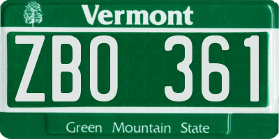 VT license plate ZBO361