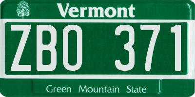 VT license plate ZBO371