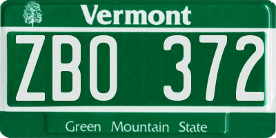 VT license plate ZBO372
