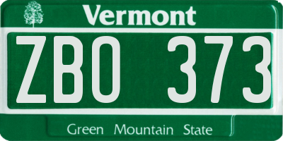 VT license plate ZBO373