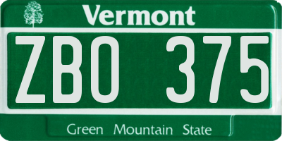 VT license plate ZBO375