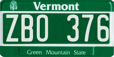 VT license plate ZBO376