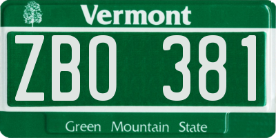 VT license plate ZBO381