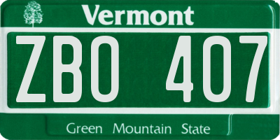 VT license plate ZBO407