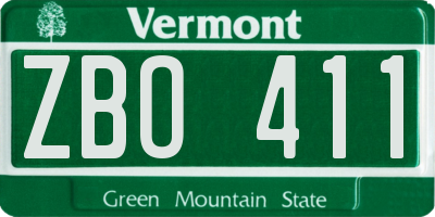 VT license plate ZBO411