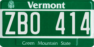 VT license plate ZBO414