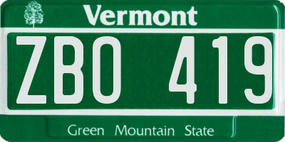 VT license plate ZBO419
