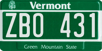 VT license plate ZBO431