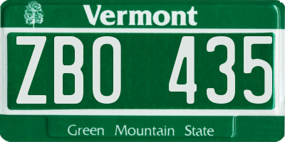 VT license plate ZBO435