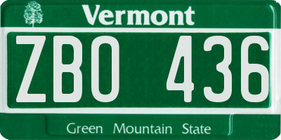 VT license plate ZBO436
