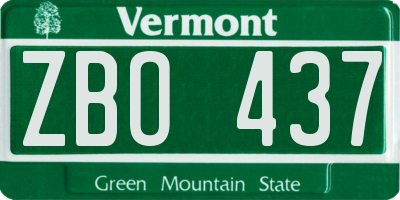 VT license plate ZBO437