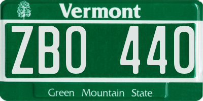 VT license plate ZBO440