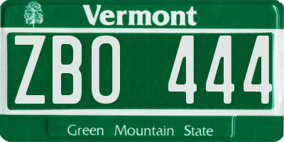VT license plate ZBO444