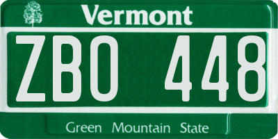 VT license plate ZBO448