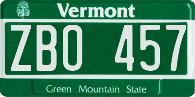 VT license plate ZBO457