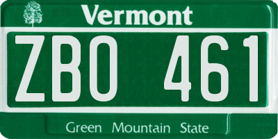 VT license plate ZBO461