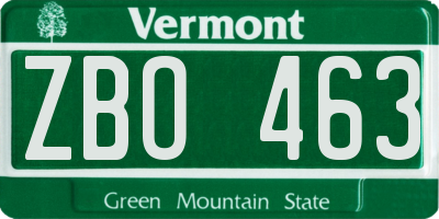 VT license plate ZBO463