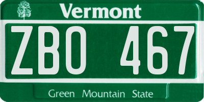 VT license plate ZBO467