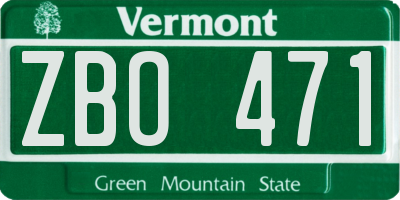 VT license plate ZBO471