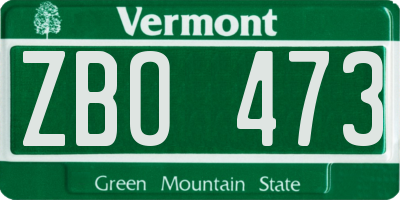 VT license plate ZBO473