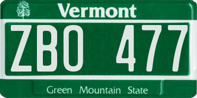 VT license plate ZBO477