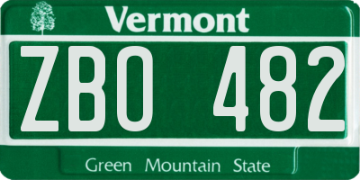 VT license plate ZBO482